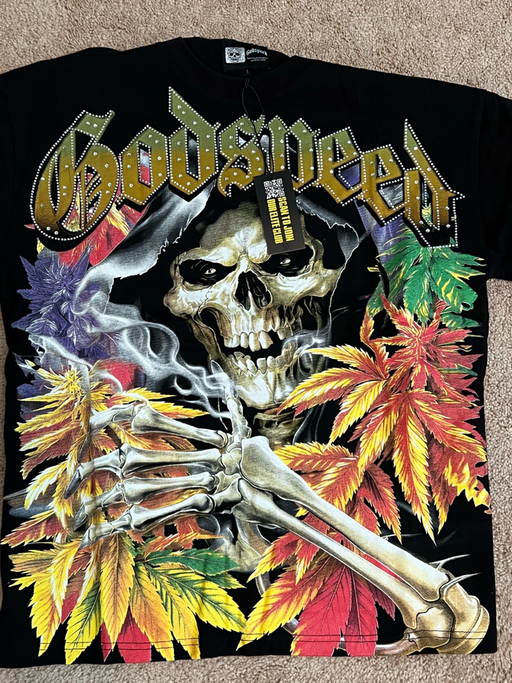 Godspeed Black Graphic Skull & Leaf Short Sleeve Tee